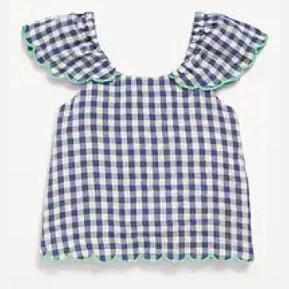Baby Girls Infant Toddler OLD NAVY Gap Blue & White Navy Gingham Toddler Top NWT